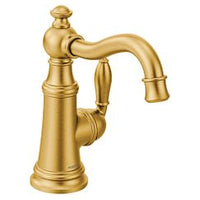 Brushed gold one-handle high arc kitchen faucet