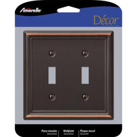 Amerelle Chelsea Aged Bronze 2 gang Stamped Steel Toggle Wall Plate 1 pk