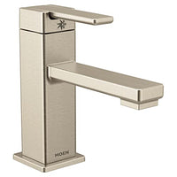 Brushed nickel one-handle low arc bathroom faucet