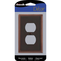 Amerelle Metro Aged Bronze 1 gang Die-Cast Metal Duplex Wall Plate 1 pk