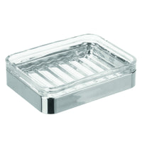 iDesign Casilla Chrome Clear/Silver Glass and Plastic Soap Dish