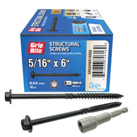 Grip-Rite 5/16 in. wire X 6 in. L Star Hex Washer Head Structural Screws 50 pk