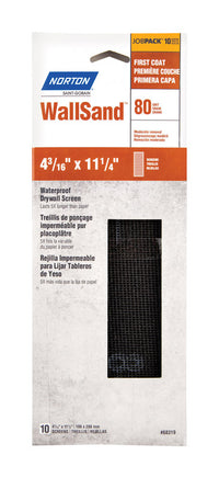 Norton WallSand 11-1/4 in. L X 4-3/16 in. W 80 Grit Silicon Carbide Waterproof Drywall Screen 10 pk