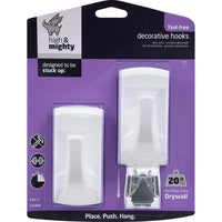 High & Mighty 3.5 in. L White Plastic Rectangular Decorative Hooks 20 lb. cap. (Pack of 4)