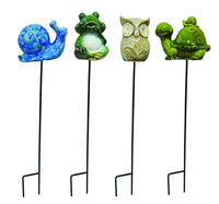 Alpine Ceramic Snail, Frog, Owl or Turtle 15 in. H Outdoor Stake (Pack of 12)