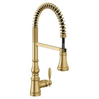 Brushed gold one-handle high arc pulldown kitchen faucet