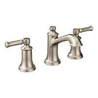 Brushed nickel two-handle high arc bathroom faucet