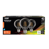 Feit Enhance G25 E26 (Medium) Filament LED Bulb Soft White 40 Watt Equivalence 3 pk