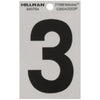 Hillman 3 in. Reflective Black Mylar Self-Adhesive Number 3 1 pc (Pack of 6)