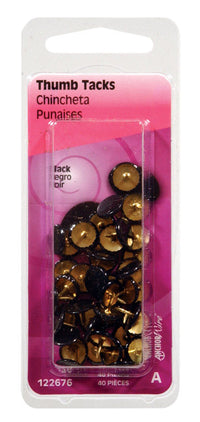 Hillman Black Push Pins 40 pk (Pack of 6)