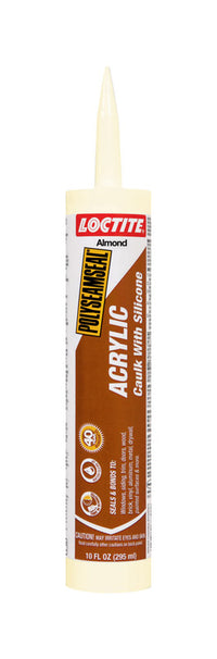 Loctite Polyseamseal Almond Acrylic/Silicone Multipurpose Caulk Sealant 10 oz (Pack of 12).