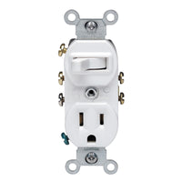 Leviton 15 amps 120 V Duplex White Combination Switch/Outlet 5-15R 1 pk (Pack of 10)