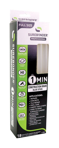 Surebonder .41 in. D X 10 in. L 1 Minute 1 Minute Construction Grade Glue Sticks Clear 18 pk