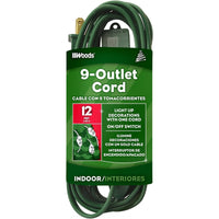 Woods Indoor 12 ft. L Green Extension Cord 18/2 SPT-2