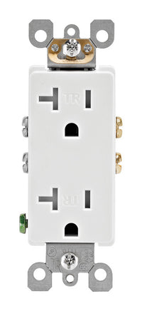 Leviton Decora 20 amps 125 V Duplex White Outlet 5-20R 1 pk