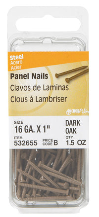 Hillman 1 in. L Panel Dark Oak Steel Nail Annular Ring Shank Large (Pack of 6)