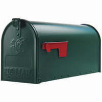 Gibraltar Mailboxes Elite Classic Galvanized Steel Post Mount Green Mailbox