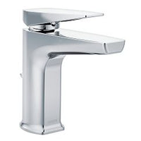 Chrome one-handle low arc bathroom faucet