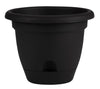 Bloem Lucca Black Resin UV-Resistant Round Planter 12.4 H x 15 Dia. in.