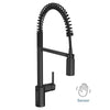 Matte black one-handle high arc pulldown kitchen faucet