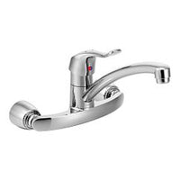 Chrome one-handle kitchen faucet