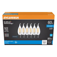 Sylvania Truwave B10 E12 (Candelabra) LED Bulb Daylight 60 Watt Equivalence 6 pk - Deal of The Week