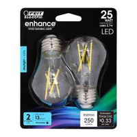 Feit Enhance A15 E26 (Medium) Filament LED Bulb Daylight 25 Watt Equivalence 2 pk