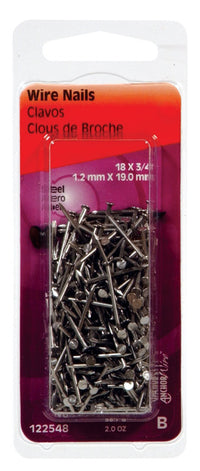 Hillman 18 Ga. x 3/4 in. L Bright Steel Wire Nails 1 pk 2 oz. (Pack of 6)