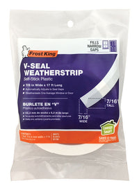 Frost King White Plastic V-Shaped Weatherstrip for Doors and Windows 7/8 in. Thick x 17 ft. L