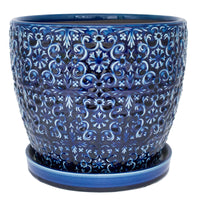 Trendspot Mediterranean 10 in. D Ceramic Planter Blue