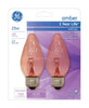 GE 25 watts F15 Incandescent Bulb 120 lumens Amber Decorative 2 pk