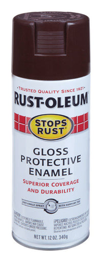 Rust-Oleum Stops Rust Gloss Kona Brown Spray Paint 12 oz. (Pack of 6)