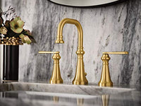 Brushed gold two-handle high arc bathroom faucet