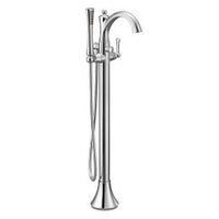 Chrome one-handle tub filler includes hand shower