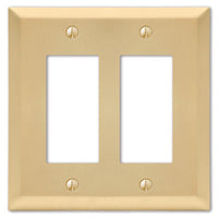 Amerelle Century Satin Brass Beige 2 gang Stamped Steel Rocker Wall Plate 1 pk