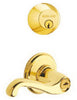 Schlage Flair Bright Brass Lever and Single Cylinder Deadbolt 1-3/4 in.