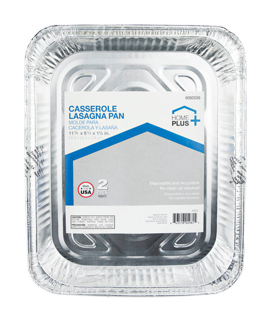 Home Plus Durable Foil 9-1/4 in. W x 11-3/4 in. L Casserole Pan Silver 2 pk (Pack of 12)