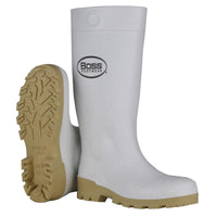 Boss Unisex PVC Plain Boots White 11 US Waterproof 1 pair 16 in.