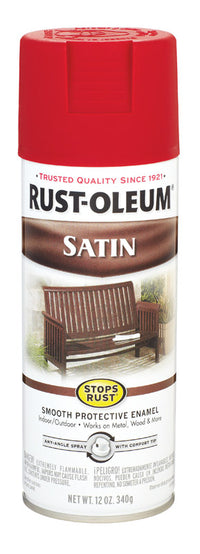 Rust-Oleum Stops Rust Satin Heritage Red Spray Paint 12 oz. (Pack of 6)