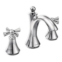 Chrome two-handle high arc bathroom faucet