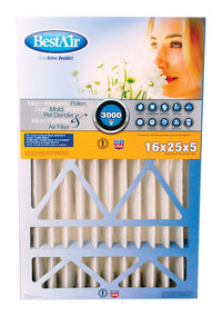 BestAir 16 in. W X 25 in. H X 5 in. D 13 MERV Pleated Air Filter 1 pk