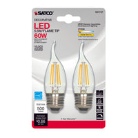 Satco CA10 E26 (Medium) LED Bulb Warm White 60 Watt Equivalence 2 pk