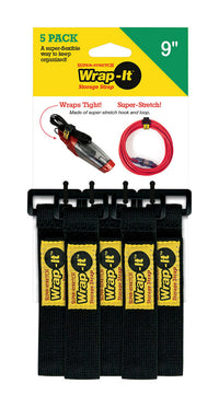 Wrap-It Storage Super-Stretch 1 in. W X 9 in. L Black Stretch Storage Straps 10 lb 5 pk