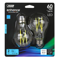 Feit Enhance A19 E26 (Medium) Filament LED Bulb Daylight 60 Watt Equivalence 2 pk