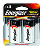 Energizer Max D Alkaline Batteries 4 pk Carded