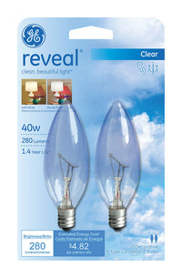 GE Reveal 40 watts B10 Decorative Incandescent Bulb E26 (Medium) Soft White 2 pk (Pack of 6)