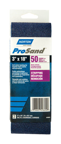 Norton ProSand 18 in. L X 3 in. W Zirconia Alumina Cloth Portable Sanding Belt 50 Grit Coarse 2 pk