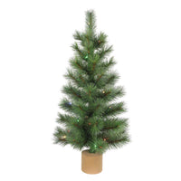 Celebrations 3 ft. Slim LED 50 ct Table Top with Wood Base Color Changing Christmas Tree