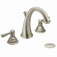 Brushed nickel two-handle high arc bathroom faucet