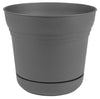 Bloem 12 in. Dia. Polyresin Saturn Planter Charcoal